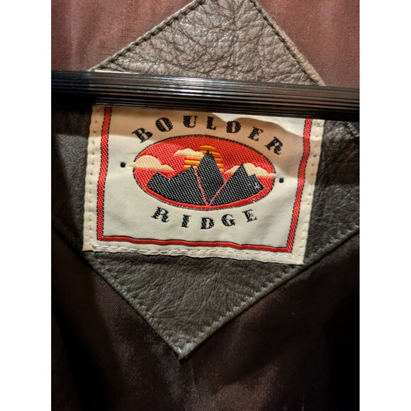 VTG Boulder Ridge Mens L Black Leather Jacket Bomber - Picture 9 of 16